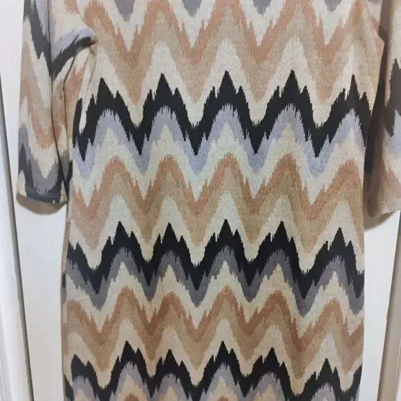 Tacera Black and Tan Sheath Dress 3/4 Sleeve Crew Neck - Picture 5 of 13